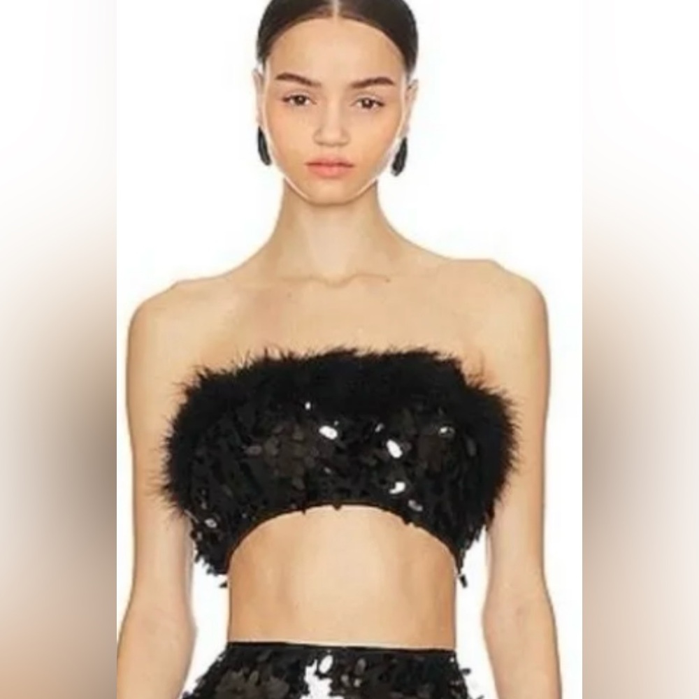 NWT OW Collection Virgo Elegant Black Sequin Tube Top